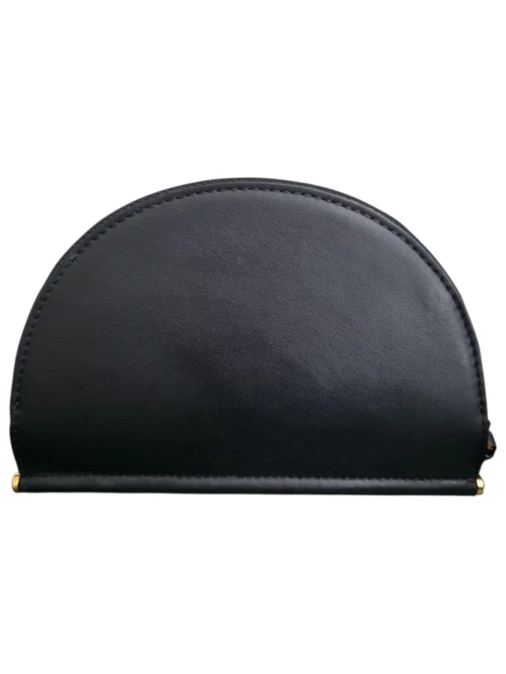 Polene Half Moon Wallet Black Smooth Calfskin Leather Zip Around Demie Lune